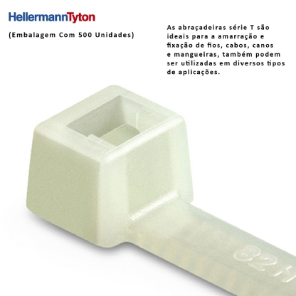 Abraçadeira Flexível Poliamida 200x2,5mm Natural Standart Embalagem Com 500 Peças Série T - Hellermann