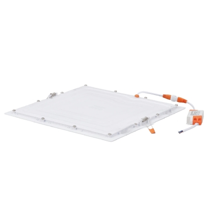 Luminária Painel Slim Led Embutir Quadrado Branco 18W Bivolt 3000K Luz Amarela - Bronzearte