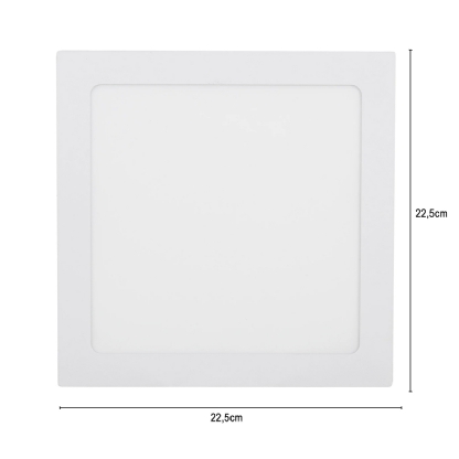 Luminária Painel Slim Led Embutir Quadrado Branco 18W Bivolt 3000K Luz Amarela - Bronzearte
