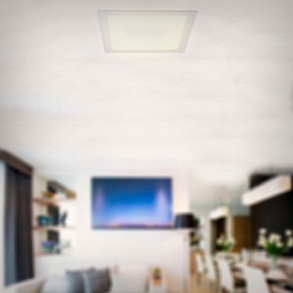 Luminária Painel Slim Led Embutir Quadrado Branco 18W Bivolt 3000K Luz Amarela - Bronzearte