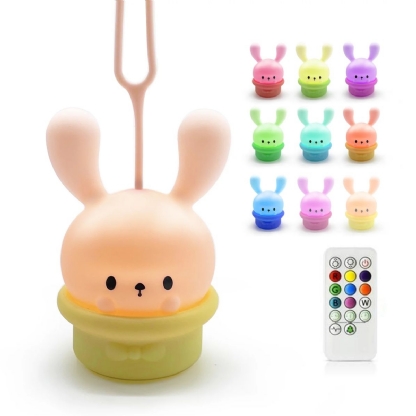 Luminária Abajur LED Magic Bunny 9 Cores USB Com Controle Remoto - Pet Light