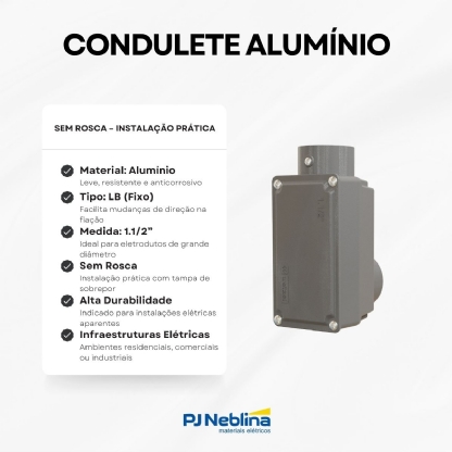 Condulete Tipo LB Alumínio 1.1/2 Cinza Fixo - Wetzel