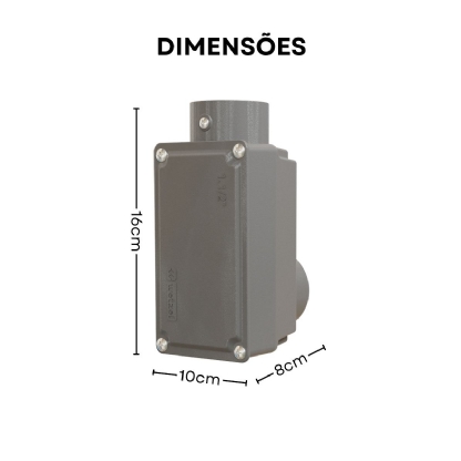 Condulete Tipo LB Alumínio 1.1/2 Cinza Fixo - Wetzel