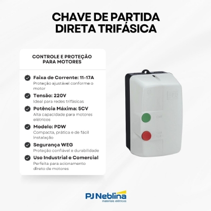 Chave Partida Direta Trifásica 11-17A 220V - WEG