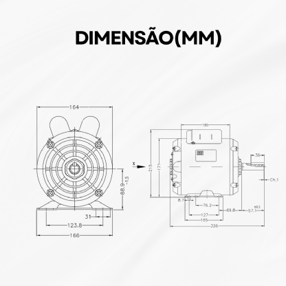Motor Eletrico Wca1 Monofasico 4p 2cv 110-127/220-254v E56h - Weg