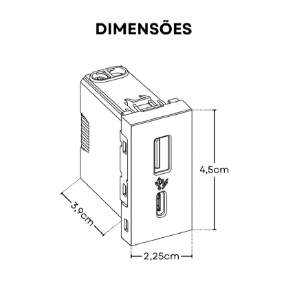 Módulo Carregador 2 Entradas USB e USB-C Bivolt - Schneider