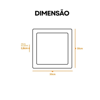 Luminária Painel Led Sobrepor Quadrado Branco 24W Bivolt 4000K Branco Neutro 1850Lm - Bronzearte