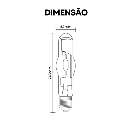 Lâmpada Vapor Metálico Tubular 250W E40 5000K Luz Do Dia - Ourolux