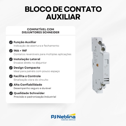 Bloco Contato Auxiliar Para Disjuntor Lateral 1Na+1Nf GZ1AN11 - Schneider Electric