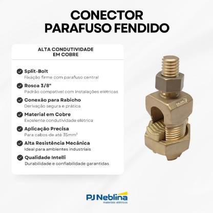 Conector Split-Bolt 35mm Cobre Rosca 3/8 - Intelli