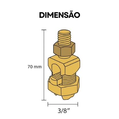 Conector Parafuso Fendido Split-Bolt Rabicho 70Mm Cobre Rosca 3/8 Polegadas Pfr 15777 Intelli