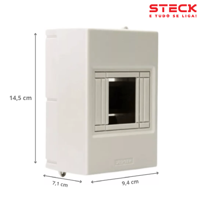 Centrinho Distribuição Sobrepor Para 4 Disjuntor Din 94X142X70,5mm Sem Porta - Steck