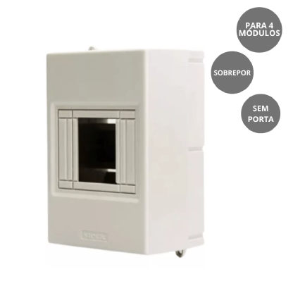 Centrinho Distribuição Sobrepor Para 4 Disjuntor Din 94X142X70,5mm Sem Porta - Steck