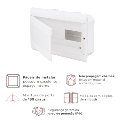 Quadro Distribuição Embutir Para 16 Disjuntores Din 325X205X70mm Opaca S/Barramento - Steck