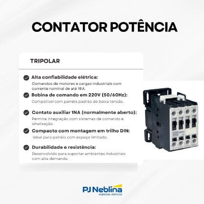 Contator Potência Tripolar 18A 220V 1Na 50/60Hz CWM18-10-30D23 - WEG