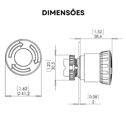 Botao Emergencia Cogumelo Girar Destr 22mm Plastico Vm 1nf