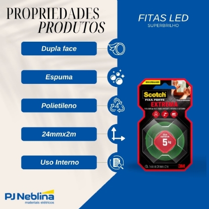 Fita Dupla Face Espuma 24mm 2 Metros Cinza Fixa Forte Extreme HB004492250 - 3M Do Brasil