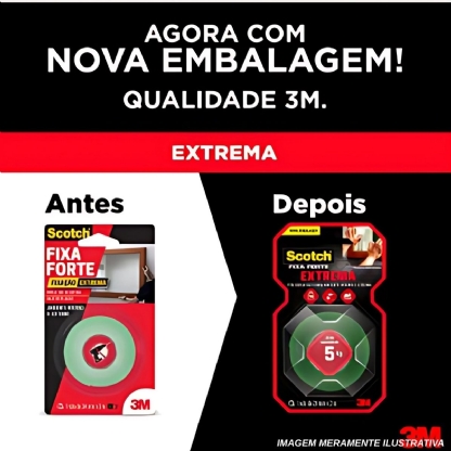 Fita Dupla Face Espuma 24mm 2 Metros Cinza Fixa Forte Extreme HB004492250 - 3M Do Brasil