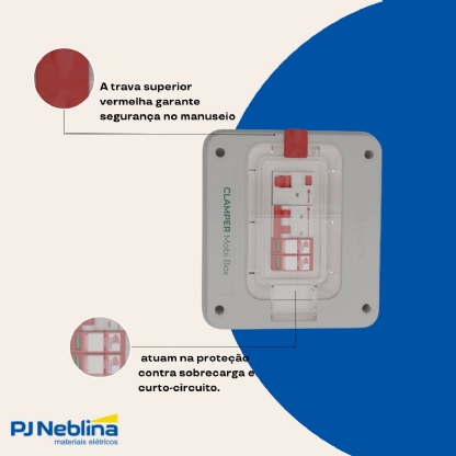 Quadro Proteção Carregador Veicular Fixo Parede Mobi Box 220V Ate 8Kw 025881 Clamper