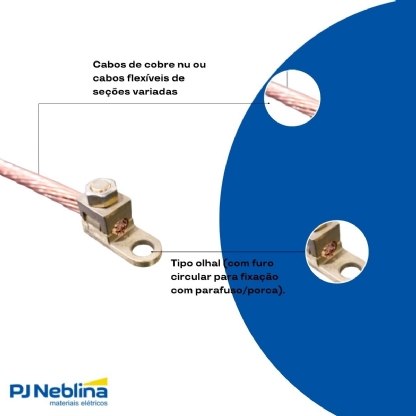 Terminal Pressão 1 Cabo 35mm 1 Furo F=8,2mm 5/16 M8 Intelli