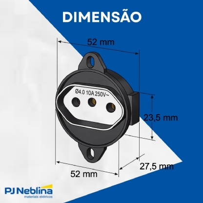 Módulo Tomada Redonda Piso 10A Sem Placa Preto - WEG