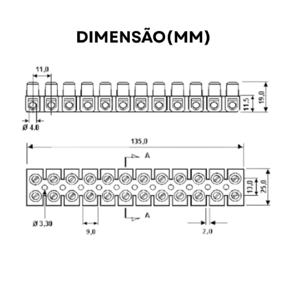 Conector Múltiplo Polietileno 40A 600V 12 Bornes 10Mm Branco 70G 612 - Sindal