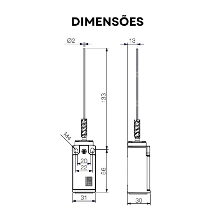 Chave Fim de Curso Haste Flexível Com mola 3a 1na+1nf - Weg