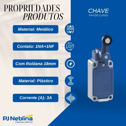 Chave Fim De Curso Alavanca Com Roldana 18Mm 3A 1Na+1Nf Ip65 - Weg