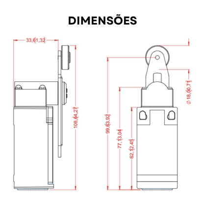 Chave Fim de Curso Alavanca Roldana Ajustável - WEG