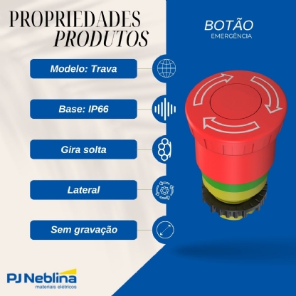 Botão Emergência Gira Para Destravar Ip66 Sem Flange 22mm CSW-BESGS-WH - WEG