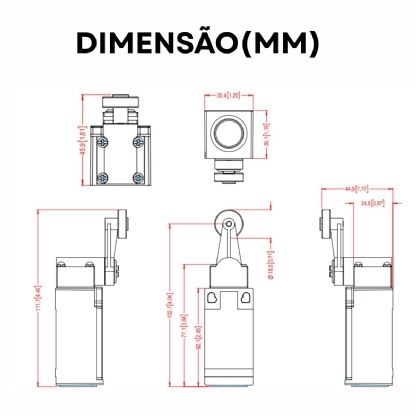Chave Fim De Curso Plástico Ação Rápida Roldana 18Mm 50/60Hz IP20 3A 240V 1Na+1Nf Weg