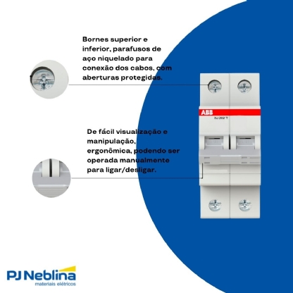 Disjuntor Mini Din Bipolar 63A Curva C 5ka 440V - Abb