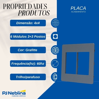 Placa Acabamento 6 Postos 4X4 Life Grafitte Unno - ABB