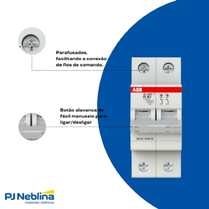 Disjuntor Mini Din Bipolar 40A Curva C 5ka 440V - Abb