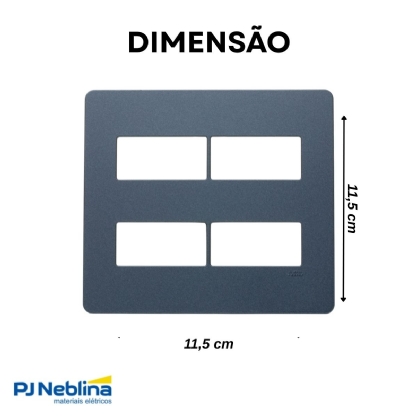 Placa Acabamento 4x4 4 Módulos 2+2 Postos Separados Grafitte Unno Life - Abb