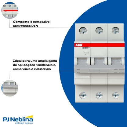 Disjuntor Mini Din Tripolar 32A Curva C 5Ka 440V SJ203T-C32 - ABB