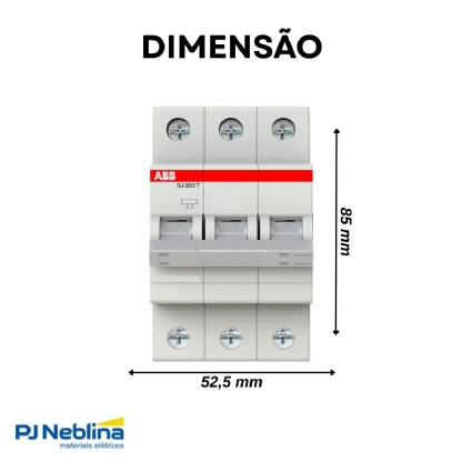 Disjuntor Mini Din Tripolar 20A Curva C 5Ka 440V SJ203T-C20 - ABB