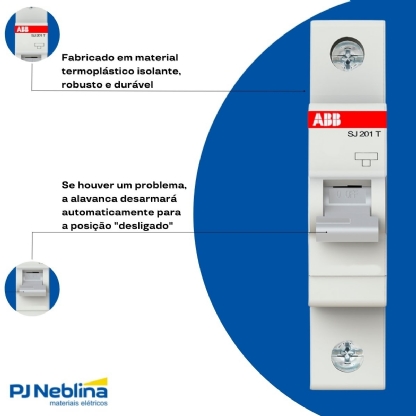 Disjuntor Mini Din Unipolar 10A Curva C 3Ka 440V SJ201T-C10 - ABB