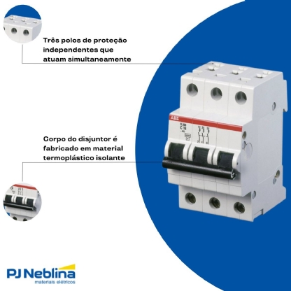 Disjuntor Mini Din Tripolar 50A Curva C 6Ka 230/400V S203-C50 - ABB