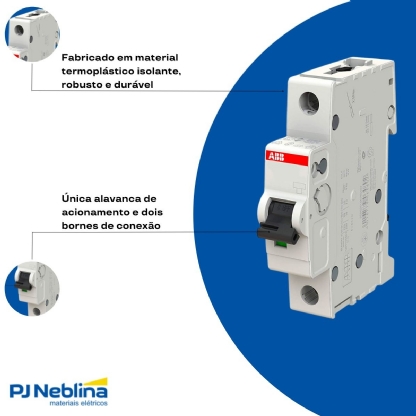 Disjuntor Mini Din Unipolar 6A Curva C 6Ka 230/400V S201-C6 - ABB