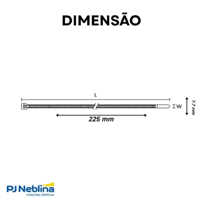Braçadeira Flexível Poliamida 225X7,6 mm Nt C/100Un - Hellermann