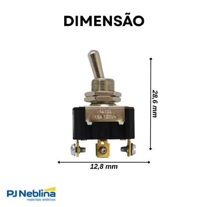 Interruptor Alavanca Metal Ligar/Desligar Ligar Com Porca 15A 120Vca 1P Cpd-894 - Margirius