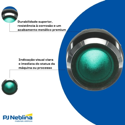Cabeçote Para Botão Impulso Aro Zamak Iluminado Verde MP1-31G - ABB