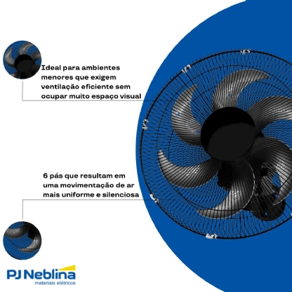 Ventilador De Teto Premium Bivolt 170W 50cm Preto Grade De Aço 6 Pás 76-5402 - Venti Delta