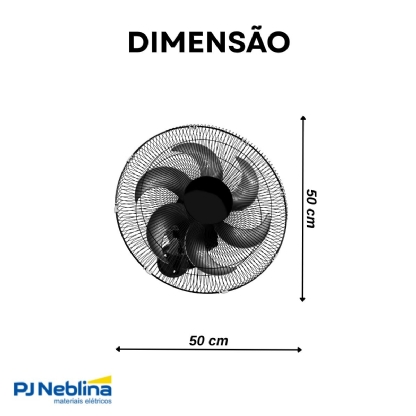 Ventilador De Teto Premium Bivolt 170W 50cm Preto Grade De Aço 6 Pás 76-5402 - Venti Delta