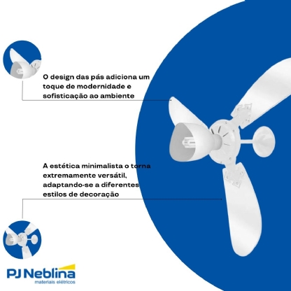 Ventilador Teto New Cristal Light 127V 130W Branco - Venti Delta