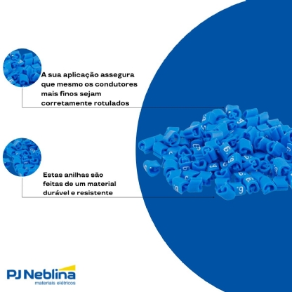 Marcador Anilha Mhg1/3 Número 6 Azul Condutor 0,30-1,50mm Com 1000 Unidades - Hellermann