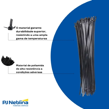 Braçadeira Flexível Poliamida 190X3,6 mm Preto 1000 Unidades - Hellermann