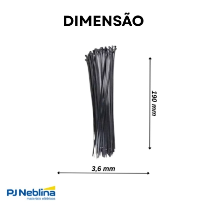 Braçadeira Flexível Poliamida 190X3,6 mm Preto 1000 Unidades - Hellermann