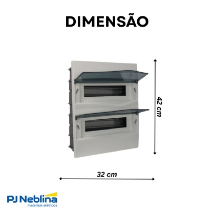 Centrinho Distribuição Embutir Para 24 Disjuntores Din Termoplástico Porta Transparente Sem Barramento Ip40 Branco Brum